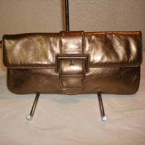 Hobo International Bronze Leather Clutch EUC!